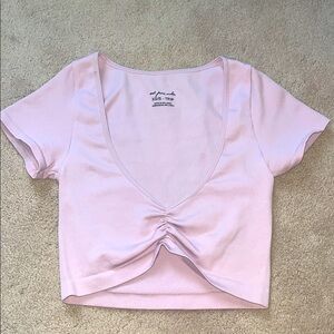 Urban Outfitters Women's Light Pink V-Neck Crop Top